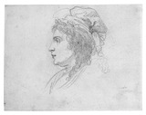 Vorschaubild von Bildnis einer Dame mit Hut im Profil nach links (Marianne Schadow?).