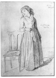 Vorschaubild von Lisette Schlegel (Tochter des "Münzdirektors" Schlegel. Siehe Schadow 12 und 13), stehend an einen Stuhl gelehnt.