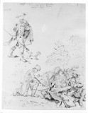 Vorschaubild von Studienblatt mit pastoraler Szene und einem Wanderer mit Hund.