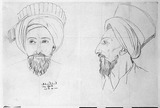 Vorschaubild von Bildnis Mehemed Essad, en face und im Profil nach links.