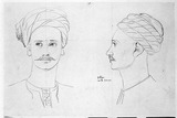 Vorschaubild von Bildnis des jungen Türken Yaliya, en face und im Profil nach links.