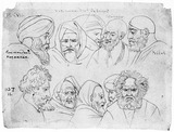 Zehn Köpfe von Arabern, in zwei Reihen untereinander (Durchzeichnung nach V. Denon).