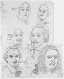 Sechs männliche Bildnisse: von Racine, Montmorency, Duquesne, Richelieu, Arnauld und Turenne. (Physiognomiestudien)