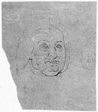 Männlicher Kopf mit Perücke (Jean Francois de Troy), im Dreiviertelprofil nach rechts.