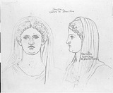 Brustbild der Domitia, en face und im Profil nach links.