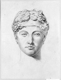 Vorschaubild von Frauenkopf mit Stirnbinde (Marianne Schlegel), en face.