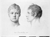 Vorschaubild von Wilhelm von Gerlach als Dreizehnjähriger, en face und im Profil nach links.