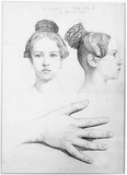 Anna Elsner mit 13 Jahren, Bildnis en face und Profil nach rechts; Studie der linken Hand.