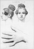 Vorschaubild von Emilie Karsten als Sechzehnjährige, Kopf im Profil nach links und en face; Studie der linken Hand.