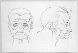 Vorschaubild von Kopf einer Frau (die alte Sommer), en face und im Profil nach rechts.