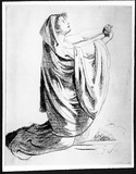 Vorschaubild von Prinzessin Friederike (von Preußen), kniend mit klagend vorgestreckten Händen. (Für den Entwurf des Grabmals ihres Mannes Prinz Louis von Preußen, 1796). Zusammengehörend mit Schadow 128, 130 und 131.