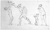 Vorschaubild von Studienblatt mit nackten Kriegern und nackter Frau mit Kind.