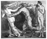 Vorschaubild von Bacchische Szene, fliehende Nymphe mit Satyr und Pan.