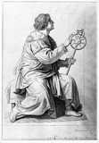 Kopernikus, sitzend im Profil nach rechts.