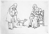 Vorschaubild von Studienblatt: Alter Mann mit Hund und stillende Frau.