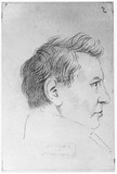 Vorschaubild von Justitzrat Ernst Leberecht Freymuth Troschel. Profil nach rechts. (Vorzeichnung für eine Lithografie. "Eine Reise von Freiwilligen des Berliner Künstlervereins" nach Potsdam 1826.)