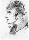 Bildnis eines jungen Mannes, im Profil nach rechts.