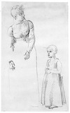 Vorschaubild von Frau und Mädchen, Studien in Verbindung mit dem geplanten Relief von Luthers Thesenanschlag.