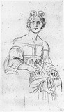 Weibliche Halbfigur (HL. Magdalena?) im Renaissancekostüm.