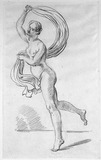 Vorschaubild von Tanzender weiblicher Akt mit wehender Draperie, nach links.
