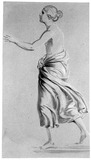 Vorschaubild von Schreitende weibliche Gewandfigur, im Profil nach links.