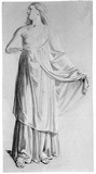 Vorschaubild von Frontal stehende weibliche Gewandfigur.