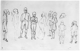 Vorschaubild von Studienblatt zum Zinkdruck "Das Publikum auf der Kunstausstellung".