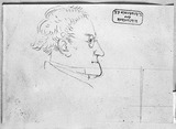 Vorschaubild von Männliches Bildnis mit Brille, im Profil nach rechts.
Verso: zwei männliche Bildnisse, im Profil nach rechts.