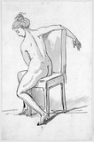 Vorschaubild von Sitzender weiblicher Rückenakt, nach links.