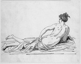 Vorschaubild von Liegender weiblicher Akt. Rückenansicht.