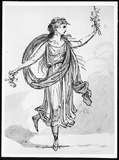 Tänzerin mit Schleiertuch und Blumensträußen. (Maria Viganò?)