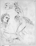 Vorschaubild von Studienblatt mit zwei weiblichen Akten nach Tizian und zwei männlichen Köpfen nach Carlo Maratta.