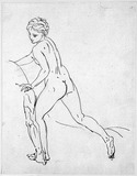 Vorschaubild von Auf einen Pferderücken sich schwingendes junges Mädchen. (Studie zu Schadow 503.)