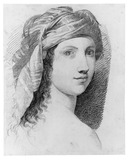 Vorschaubild von Junge Frau mit Turban (Henriette Herz ?), im Dreiviertelprofil.