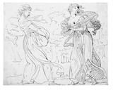Vorschaubild von Zwei Frauen im Wind, vor einer Baumkulisse.