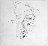 Vorschaubild von Kopf eines bärtigen Mannes im Dreiviertelprofil nach rechts. (Nach Lucas van Leyden.)