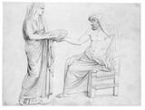 Vorschaubild von Rhea vor Kronos, nach einem antiken Relief.