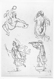 Studienblatt mit vier weiblichen Figuren. (Venus und Amor, Venus Kallipygos, Tänzerin und Mädchen mit Opferschale.)