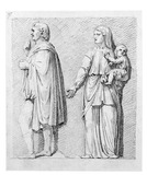 Vorschaubild von Szene mit Mann, Frau und Kind, nach einem antiken Relief.