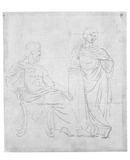 Vorschaubild von Asclepios und Hygieia, Skizze nach einem antilken Relief.