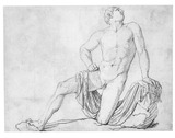 Vorschaubild von Verwundeter auf sein Knie sinkender Sohn der Niobe. (Zusammengehörend mit Schadow 658, 659, 660, 661 und 662.)