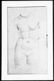 Vorschaubild von Weiblicher nackter Torso, Vorderansicht nach einem Bildwerk.
verso: Weiblicher Kopf, nach einer Antike.