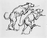 Vorschaubild von Zwei Studien eines hinaufkletternden Hundes.