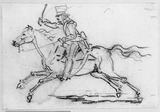 Vorschaubild von Galoppierender Reiter nach links, in Uniform.