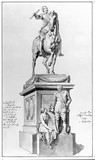 Das Reiterdenkmal Gustav Adolphs von Schweden in Stockholm. Vorderansicht.