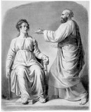 Vorschaubild von Sitzende und stehende Gewandfigur.