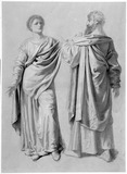 Vorschaubild von Weibliche und männliche Gewandfigur, in Vorder-, bzw. in Rückenansicht.