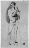 Vorschaubild von Stehender Jünglingsakt mit Stab, von vorn.