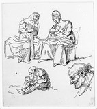Vorschaubild von Studienblatt mit alter Frau, Stillender und altem Bettler.