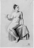 Sitzender weiblicher Akt (mit einem Stäbchen in der Hand).